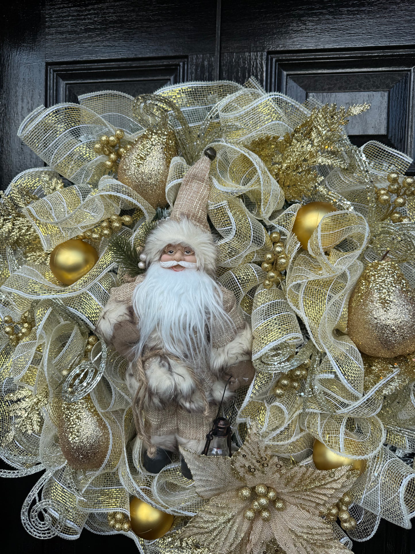 65cm DELUXE WINTER WONDERLAND GOLD SANTA WREATH - IMMEDIATE DISPATCH