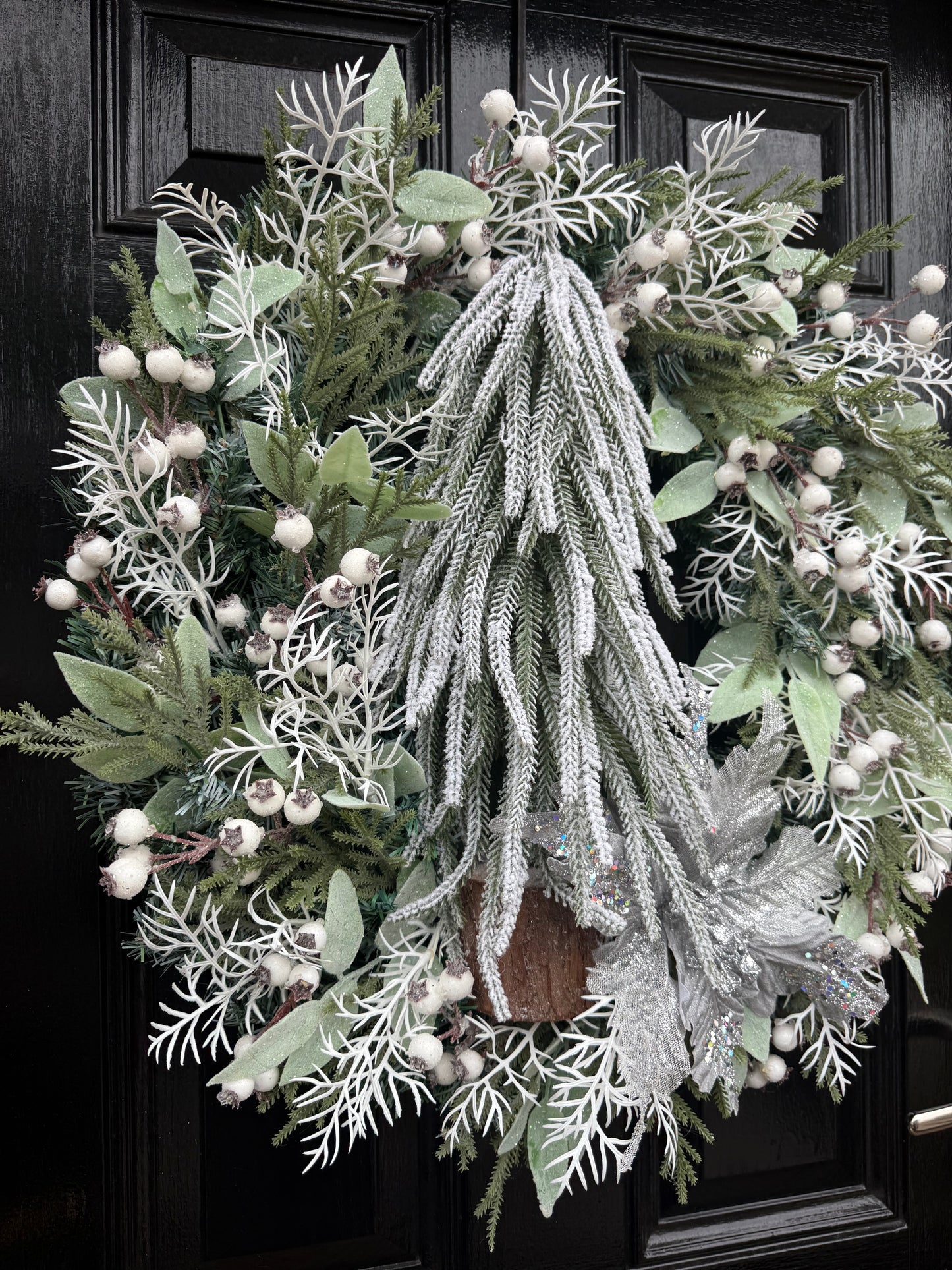 60cm DELUXE FLOCKED SNOW TREE FOLIAGE WREATH