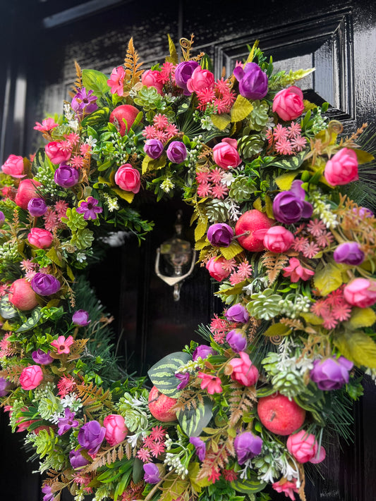 DELUXE XL PINKS/PURPLE WREATH 65cm