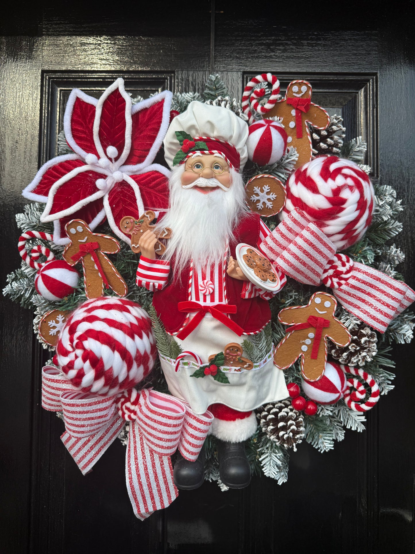 65cm SUPER DELUXE SANTA CANDY CANE LANE FULL WREATH