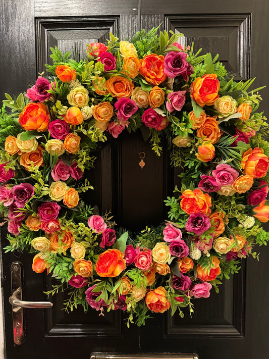 65cm SPRING/SUMMER MIXED  DELUXE FOLIAGE WREATH