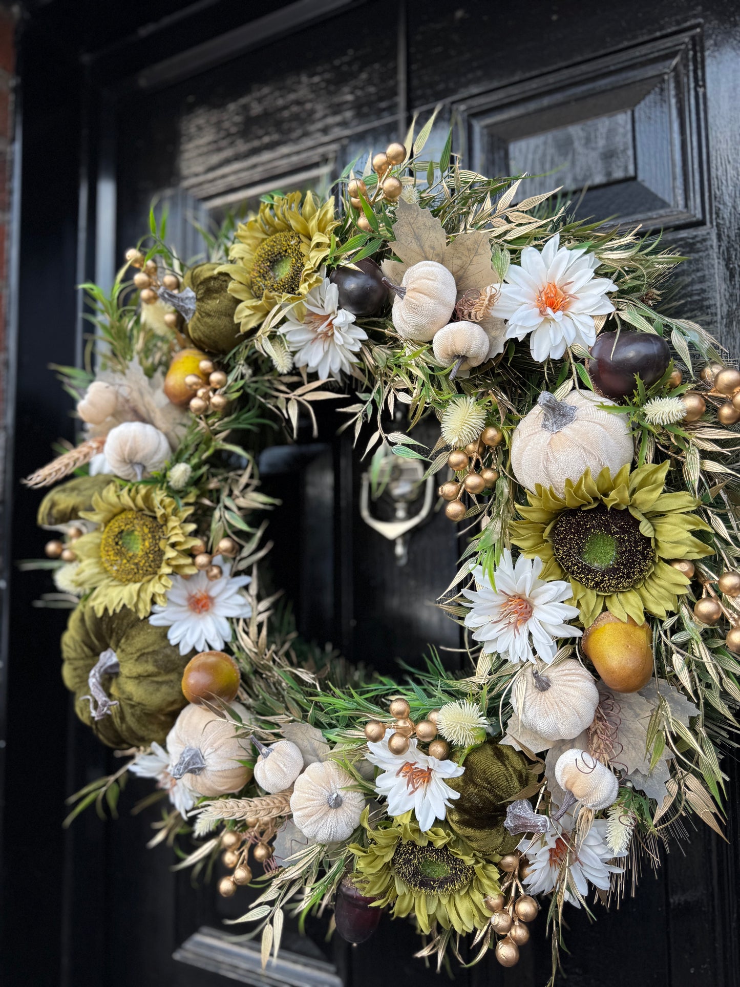 65cm DELUXE XL PUMPKIN/ WOODLAND NEUTRAL/ GREEN AUTUMN WREATH