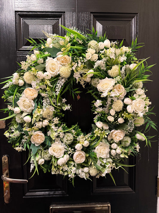 65cm SPRING / SUMMER NEUTRAL MIXED  DELUXE FOLIAGE WREATH