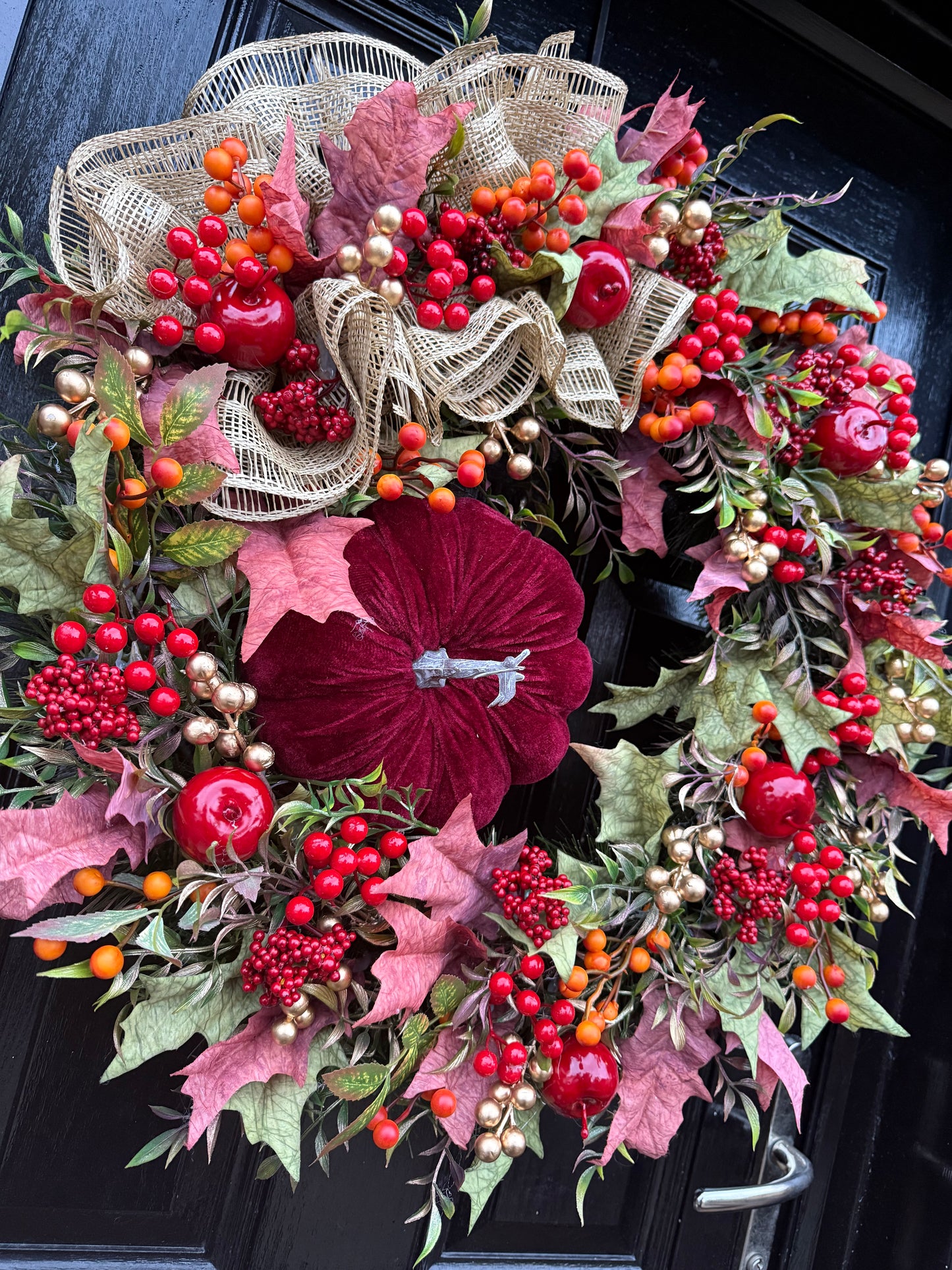 65cm DELUXE PUMPKIN WOODLAND BERRY MIXED FOLIAGE AUTUMN WREATH