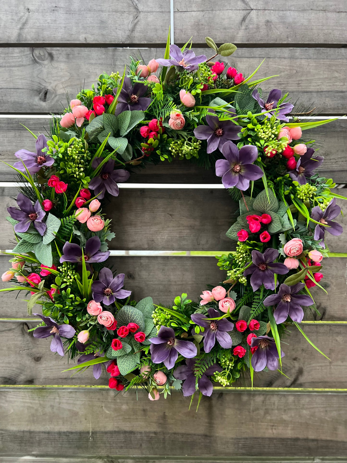 65cm LILAC/PINKS MAGNOLIA FOLIAGE DELUXE MIX WREATH