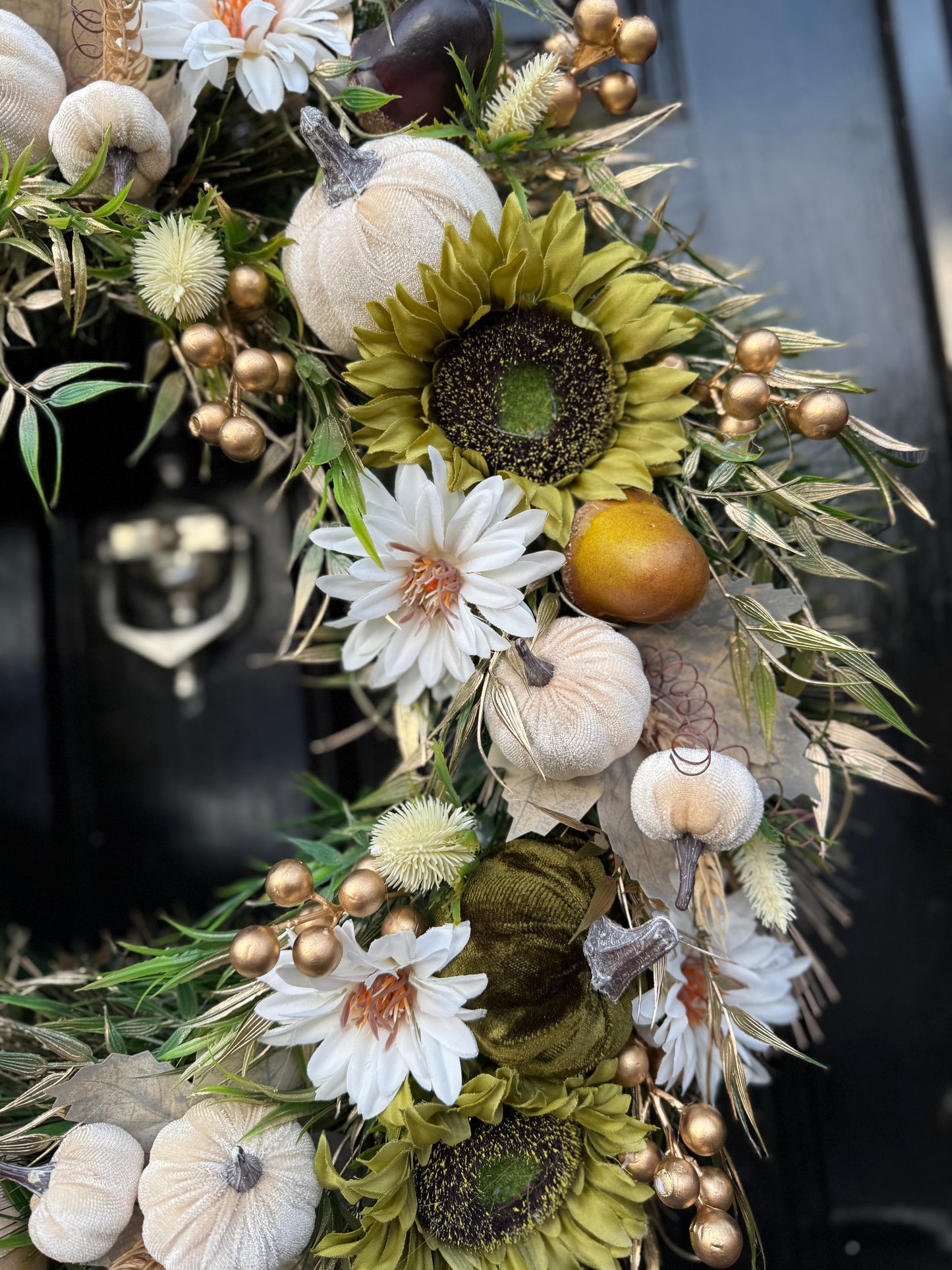 65cm DELUXE XL PUMPKIN/ WOODLAND NEUTRAL/ GREEN AUTUMN WREATH