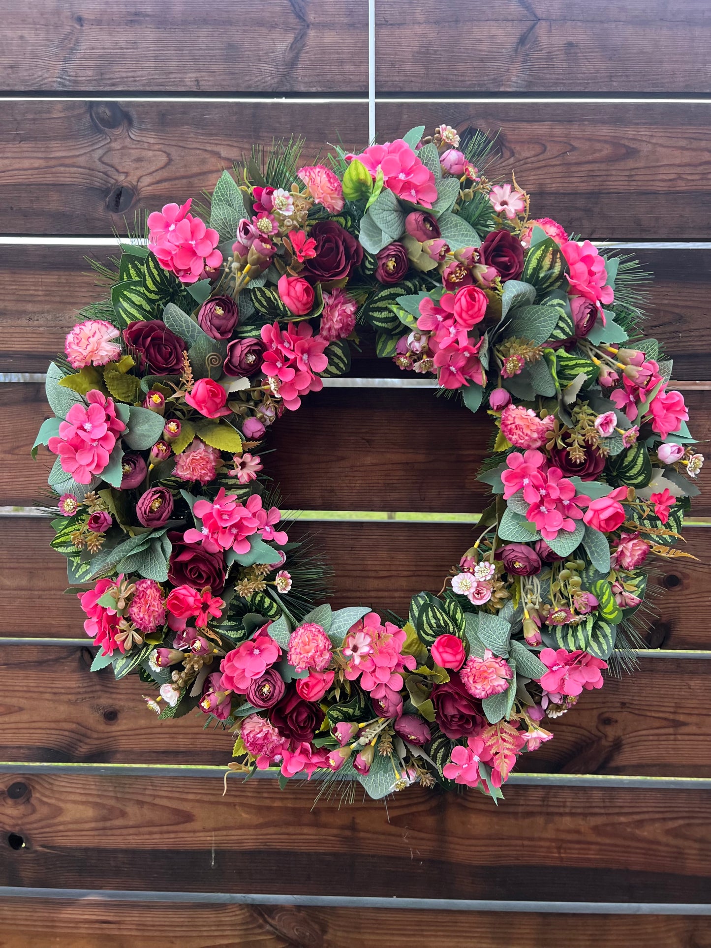 65cm VINTAGE/PINKS FOLIAGE DELUXE MIX WREATH