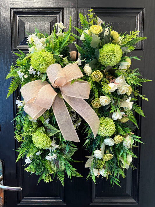 MIXED FOLIAGE SPRING / SUMMER HORSESHOE WREATH