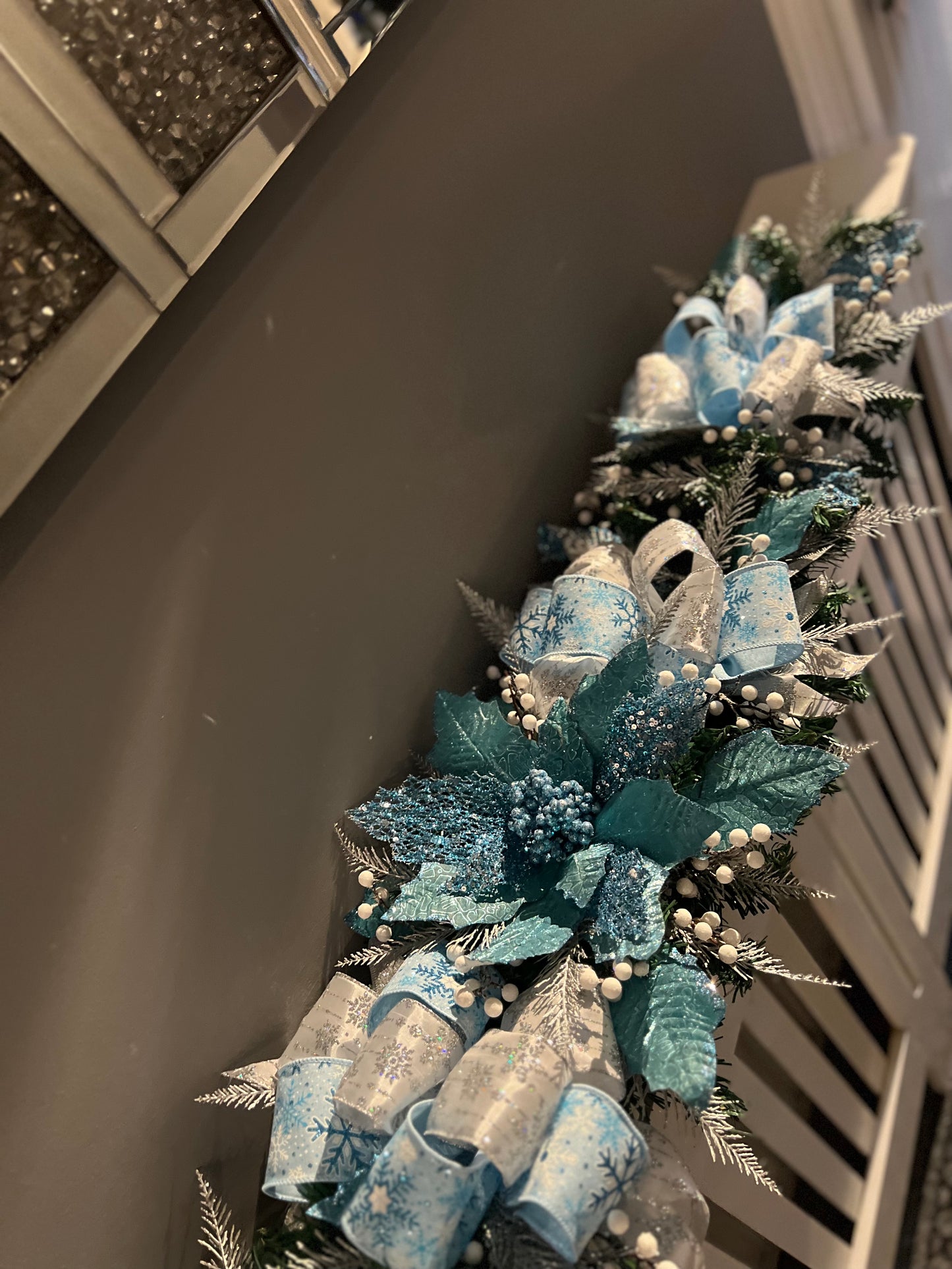 DELUXE 1.25mtr GARLAND ICE BLUE/SILVER/WHITE