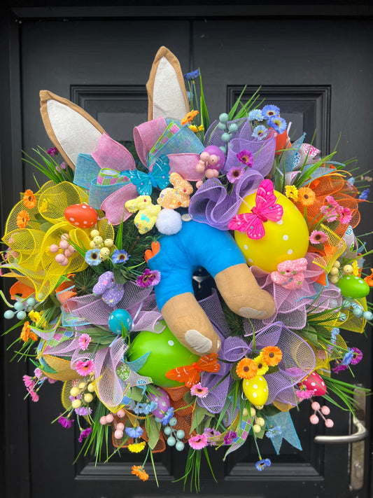 GIANT DELUXE SUPER BRIGHT BUNNY BUTT EASTER WREATH 65-70cm