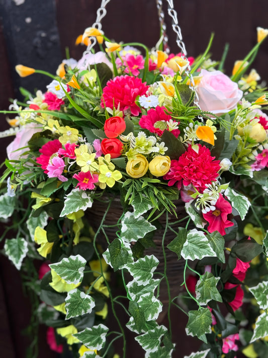 **NEW** DELUXE XL HANGING BASKET PASTELS MIXED MIX 12 INCH CONE
