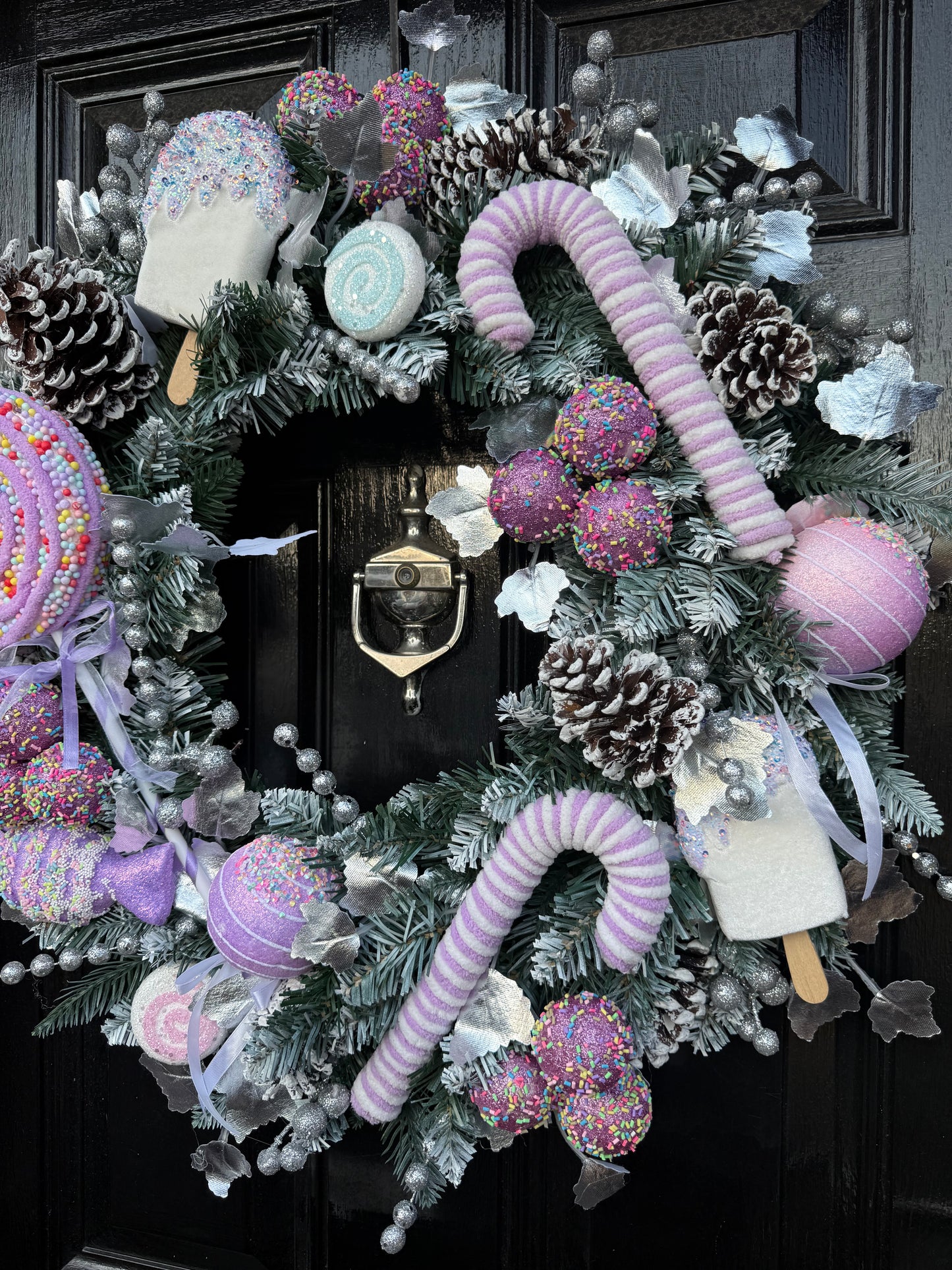 60cm FROSTED PASTEL LILAC CANDY POP WREATH - IMMEDIATE DESPATCH