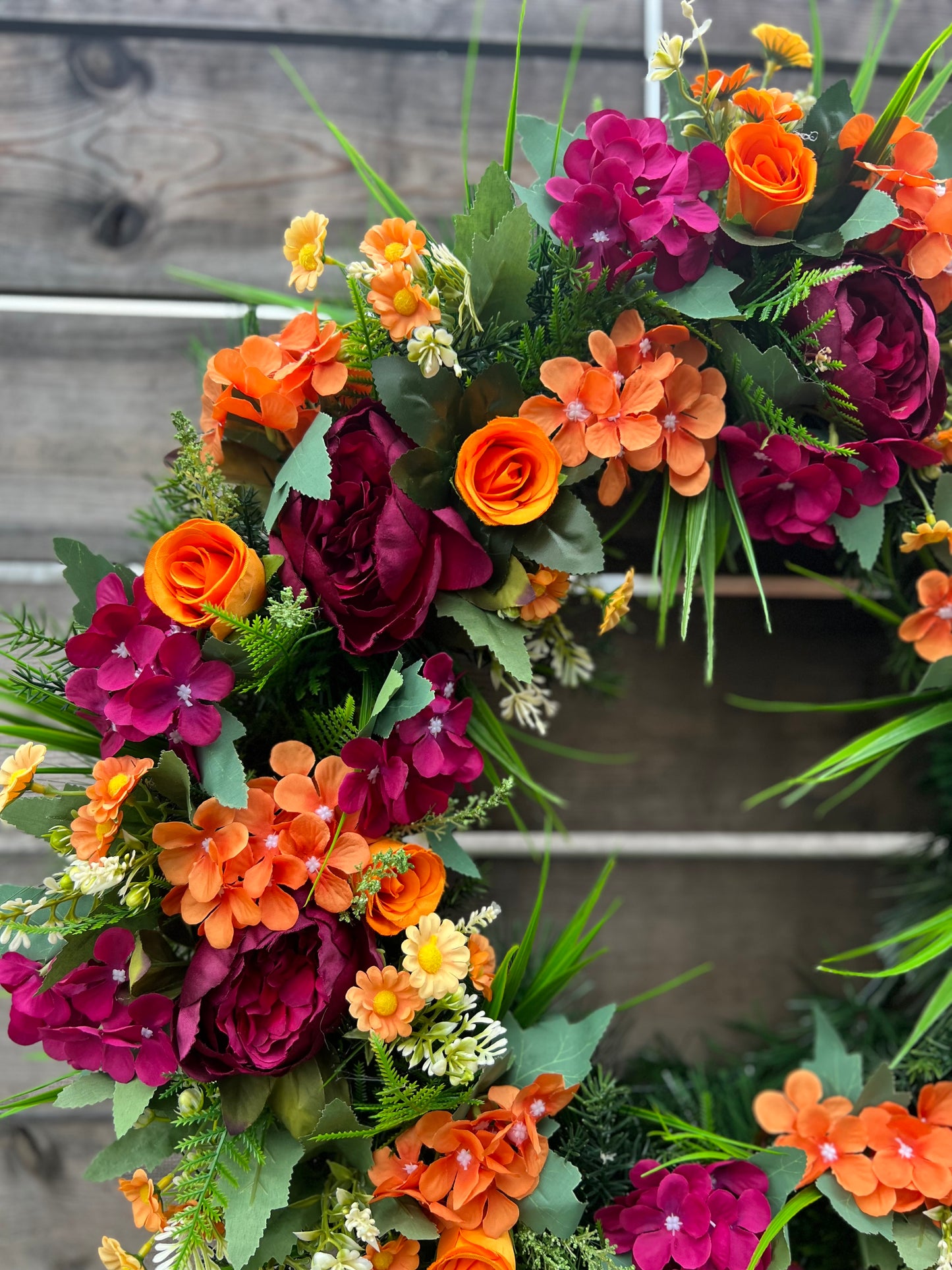 65cm MAGENTA/ORANGE DELUXE MIX WREATH