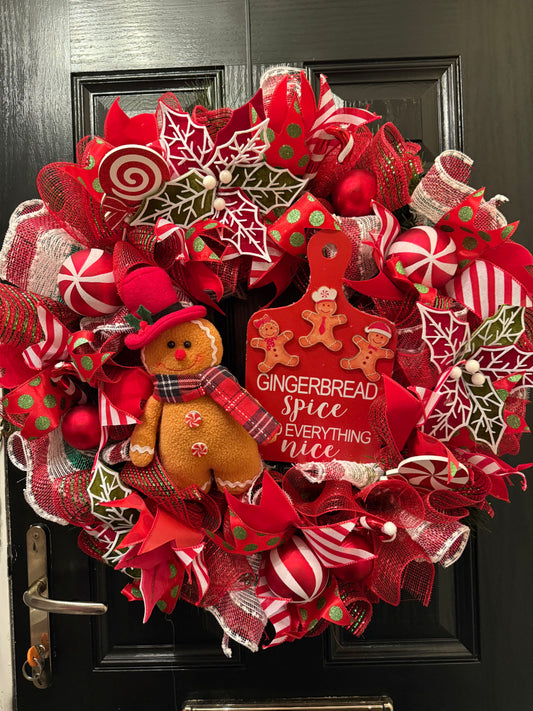 65cm DELUXE GINGERBREAD SPICE BUT NICE CANDY MIXED WREATH - IMMEDIATE DESPATCH