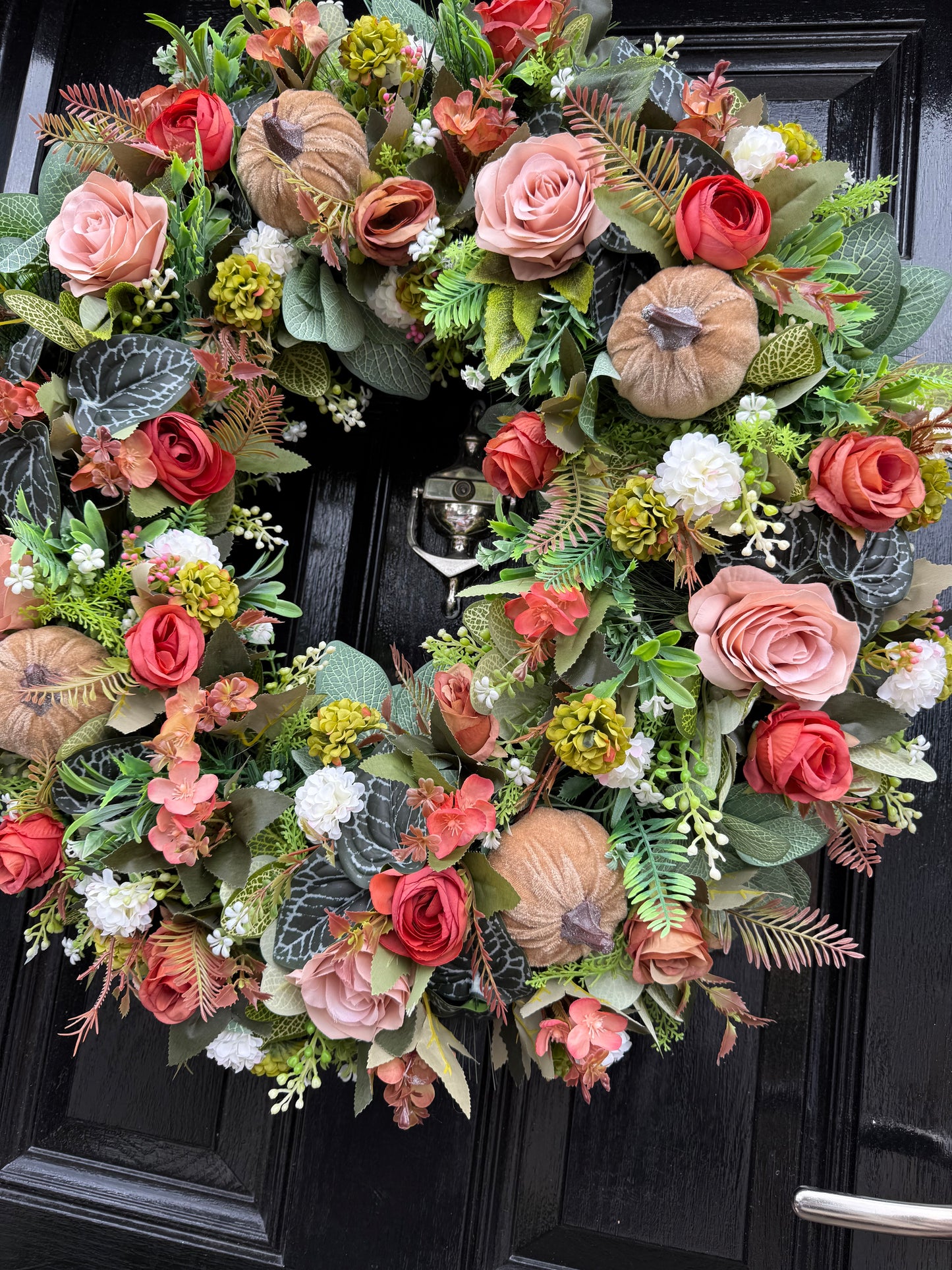 65cm DELUXE XL WOODLAND MINK PUMPKIN FOLIAGE AUTUMN WREATH