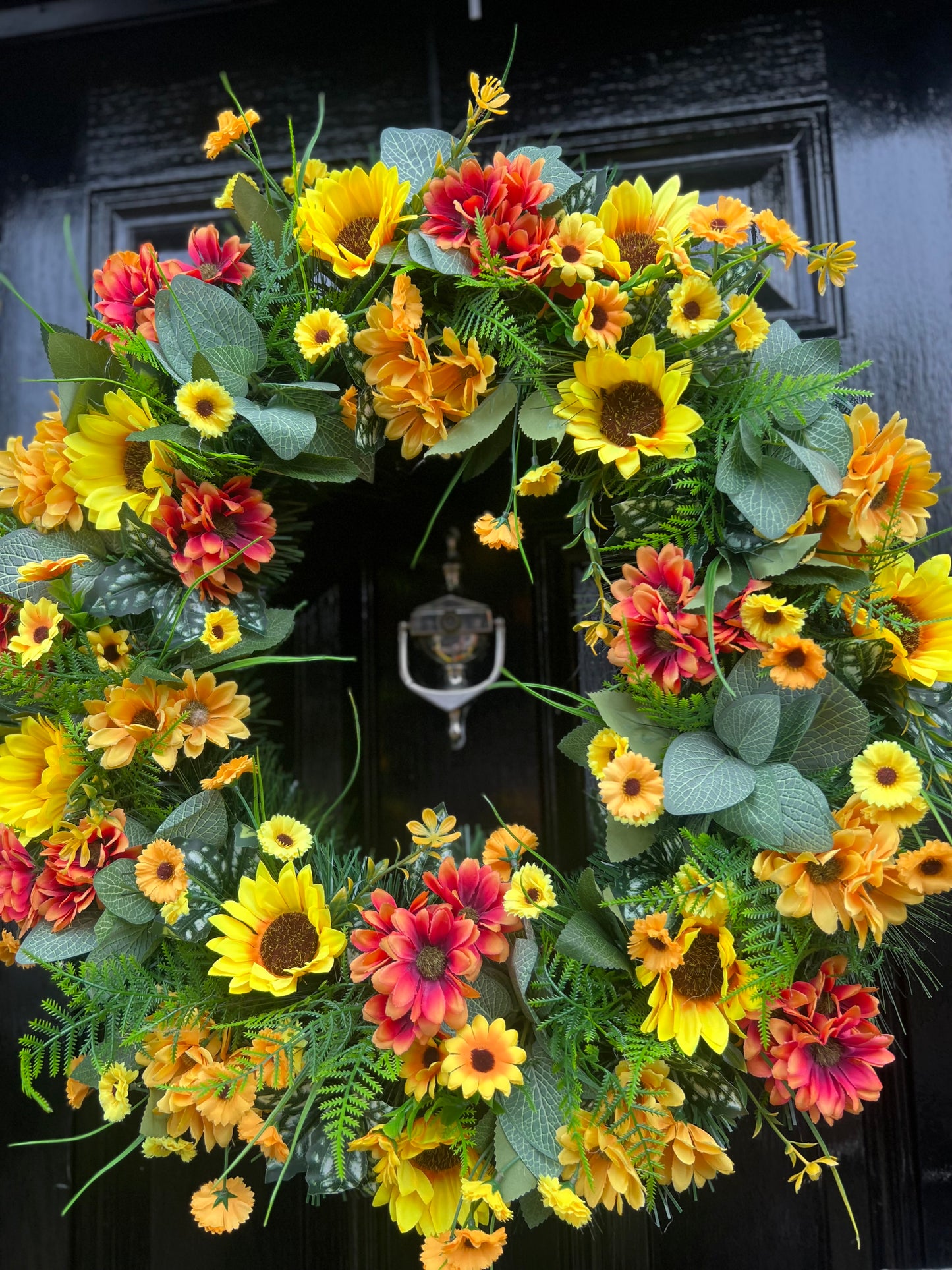 65cm DELUXE SUNFLOWER SPRING/SUMMER MIX WREATH