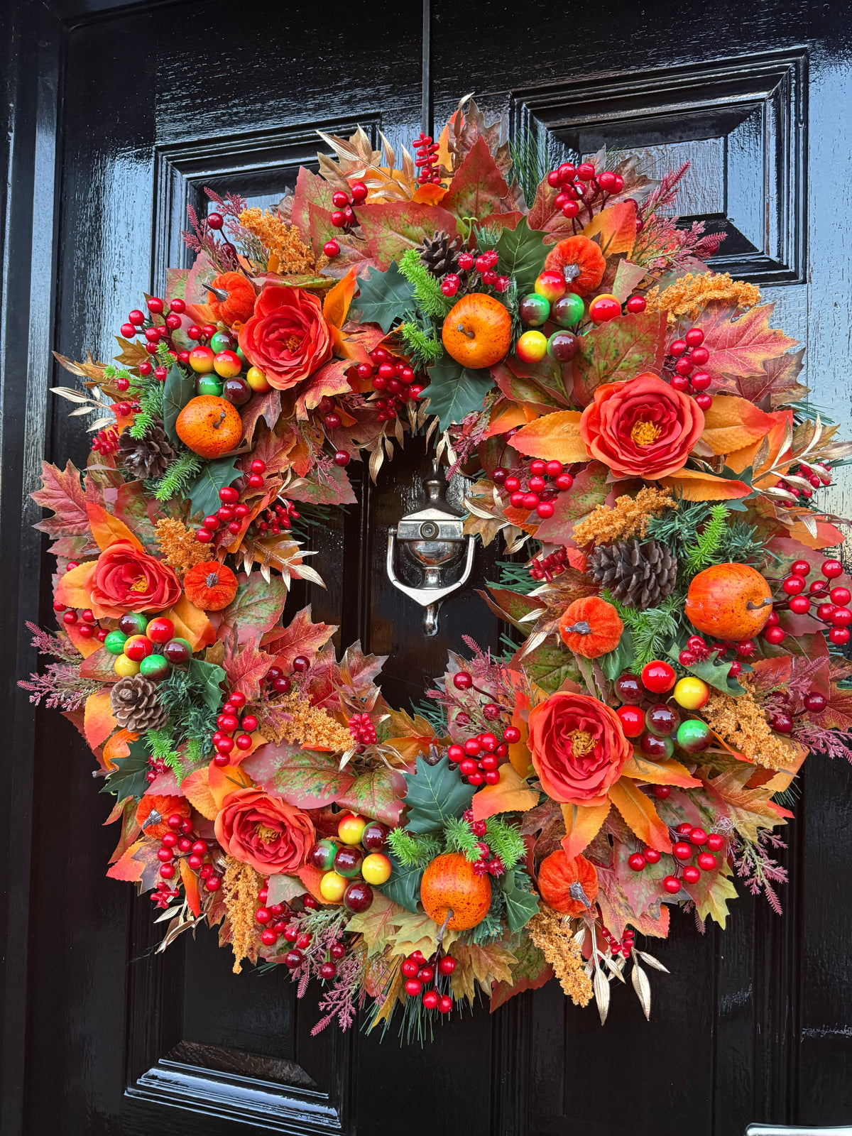 65cm DELUXE ORANGE VERY BERRY APPLE WOODLAND MIXED FOLIAGE AUTUMN WREATH