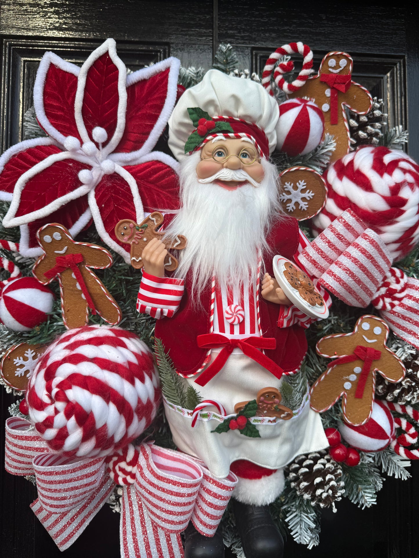 65cm SUPER DELUXE SANTA CANDY CANE LANE FULL WREATH