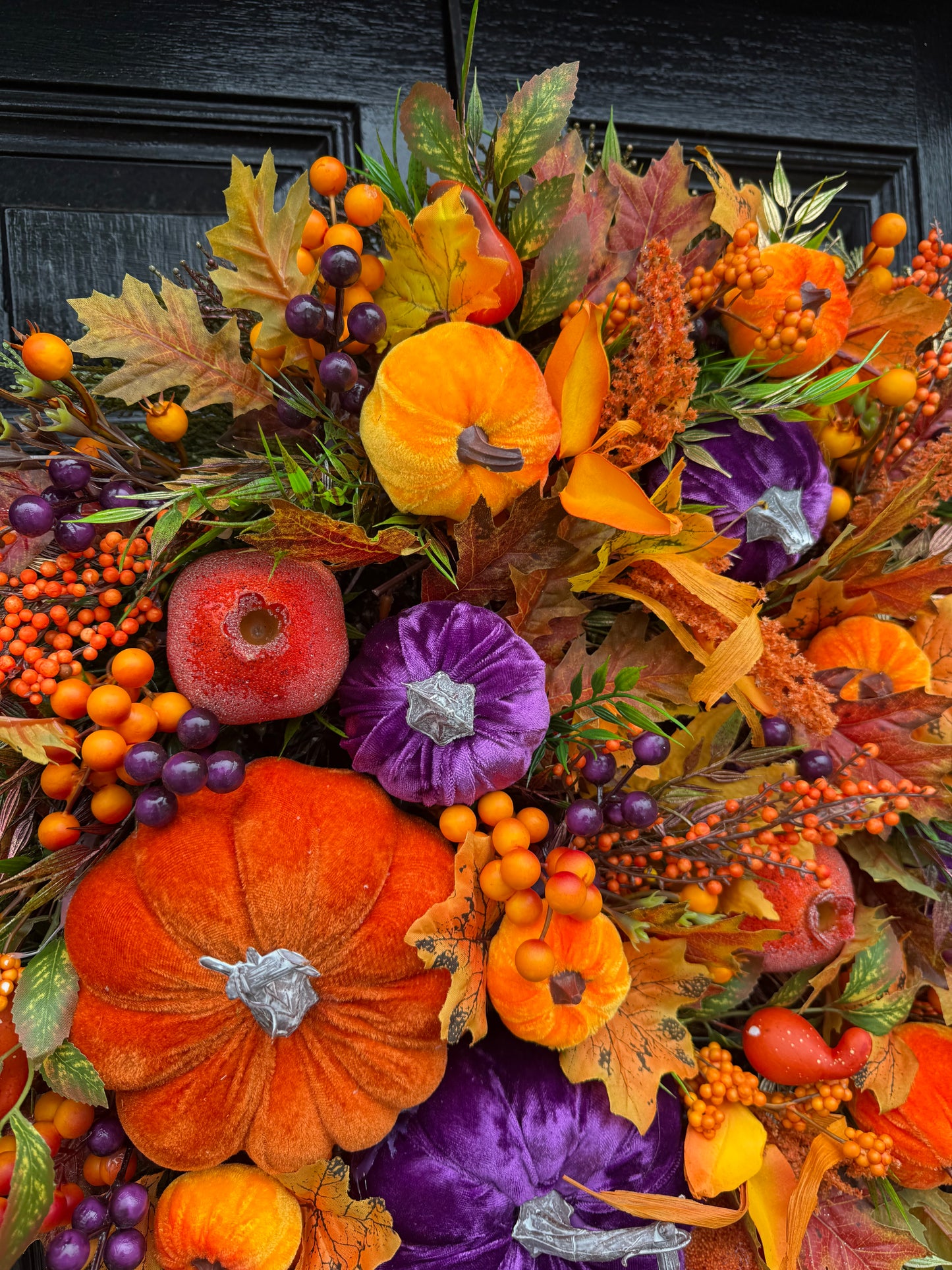 60cm DELUXE DOUBLE PUMPKIN WOODLAND MIXED FOLIAGE AUTUMN FULL WREATH