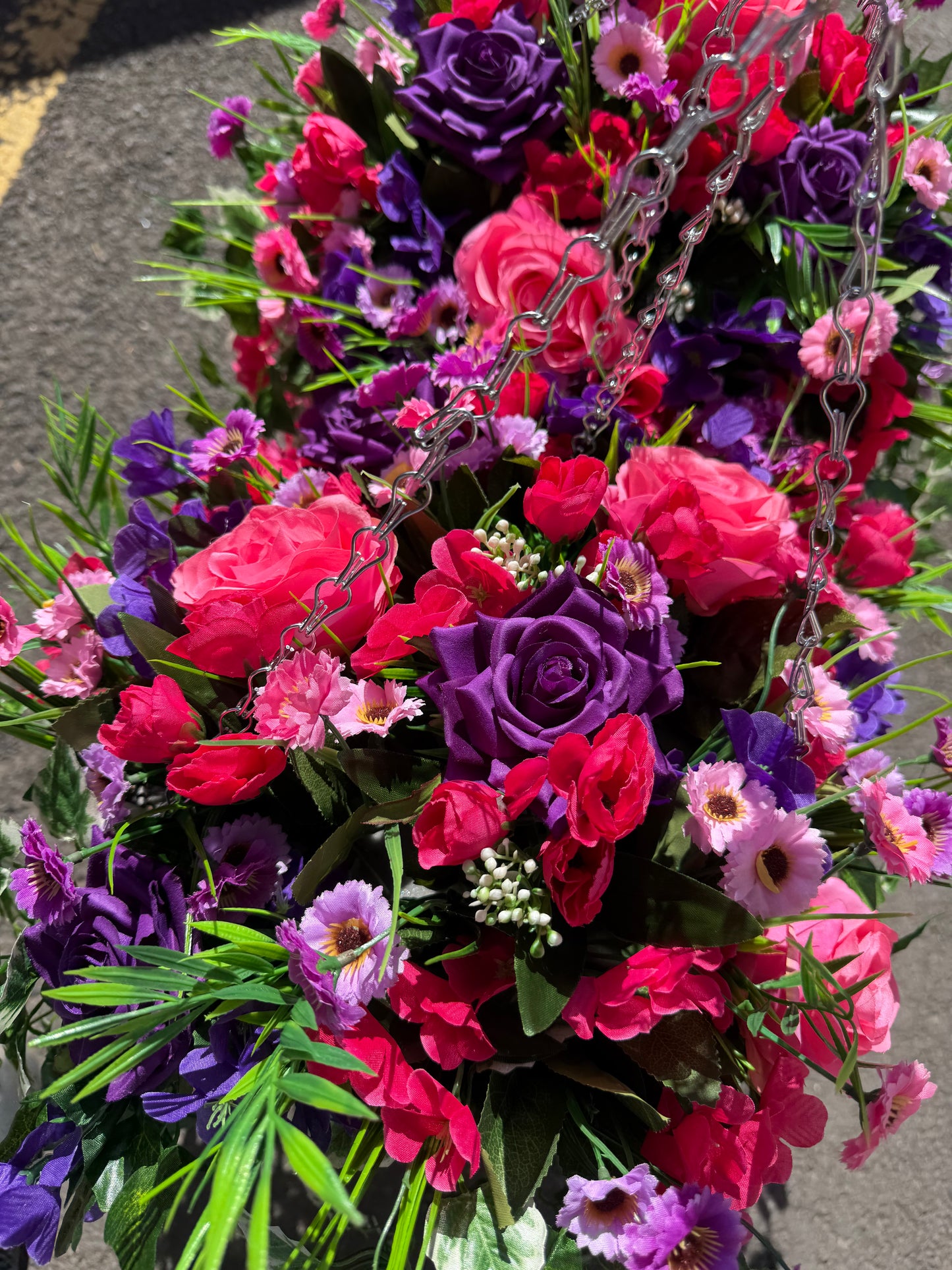 DELUXE XL HANGING BASKET PINK/PURPLE 12 INCH CONE