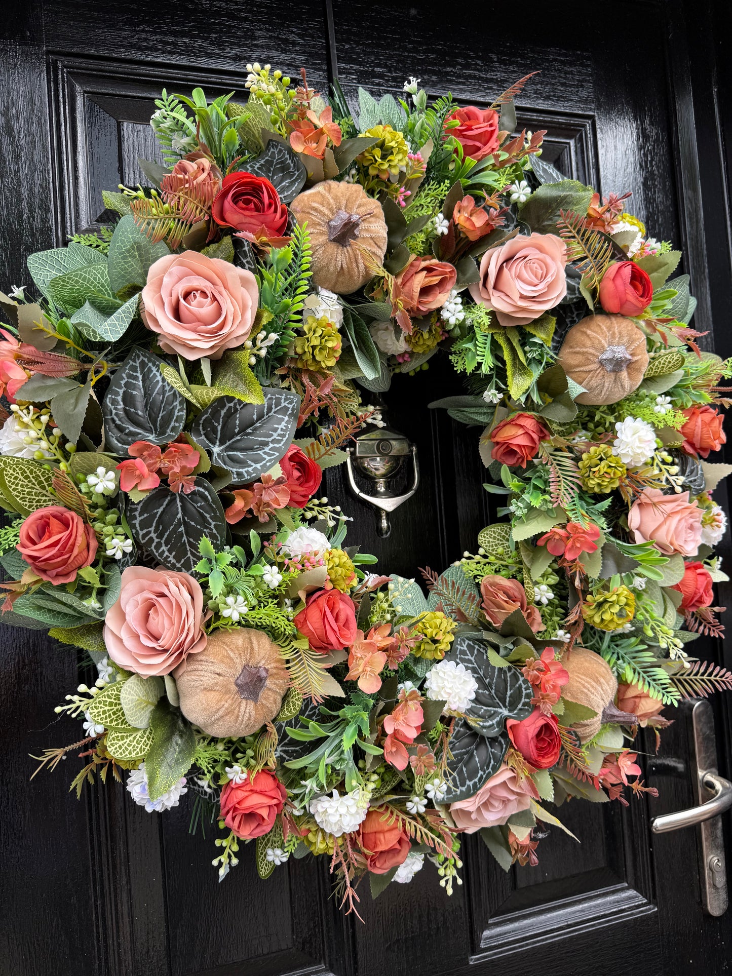 65cm DELUXE XL WOODLAND MINK PUMPKIN FOLIAGE AUTUMN WREATH