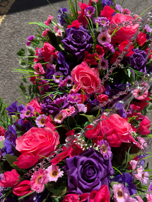 DELUXE XL HANGING BASKET PINK/PURPLE 12 INCH CONE