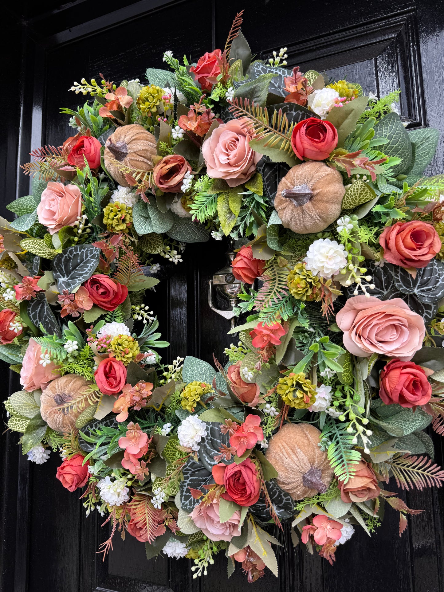 65cm DELUXE XL WOODLAND MINK PUMPKIN FOLIAGE AUTUMN WREATH