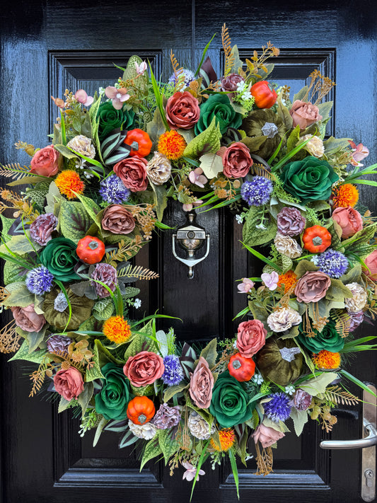 65cm DELUXE XL WOODLAND PUMPKIN MIXED FOLIAGE AUTUMN WREATH