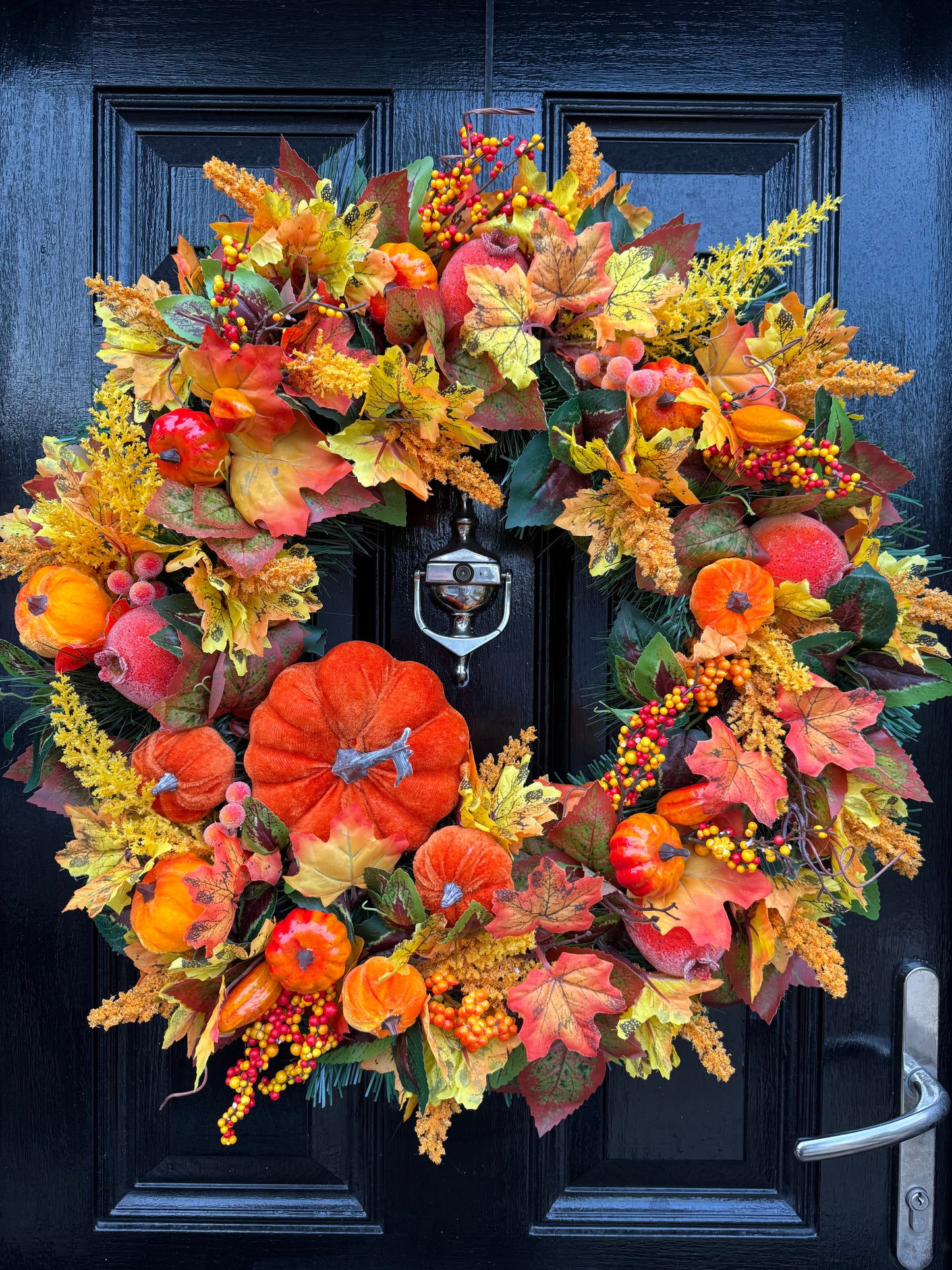 65cm DELUXE ORANGE PUMPKIN WOODLAND MIXED FOLIAGE AUTUMN WREATH