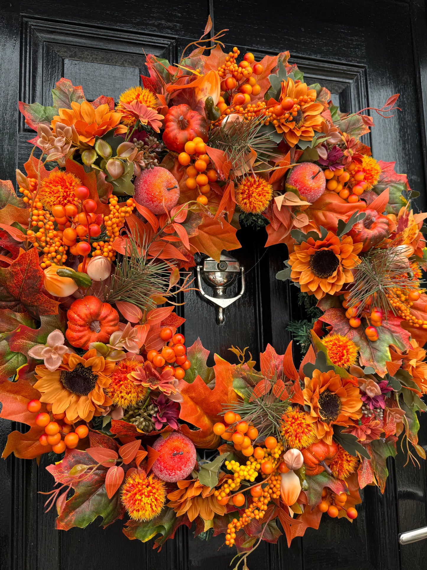 65cm DELUXE ORANGE PUMPKIN WOODLAND MIXED FOLIAGE AUTUMN WREATH