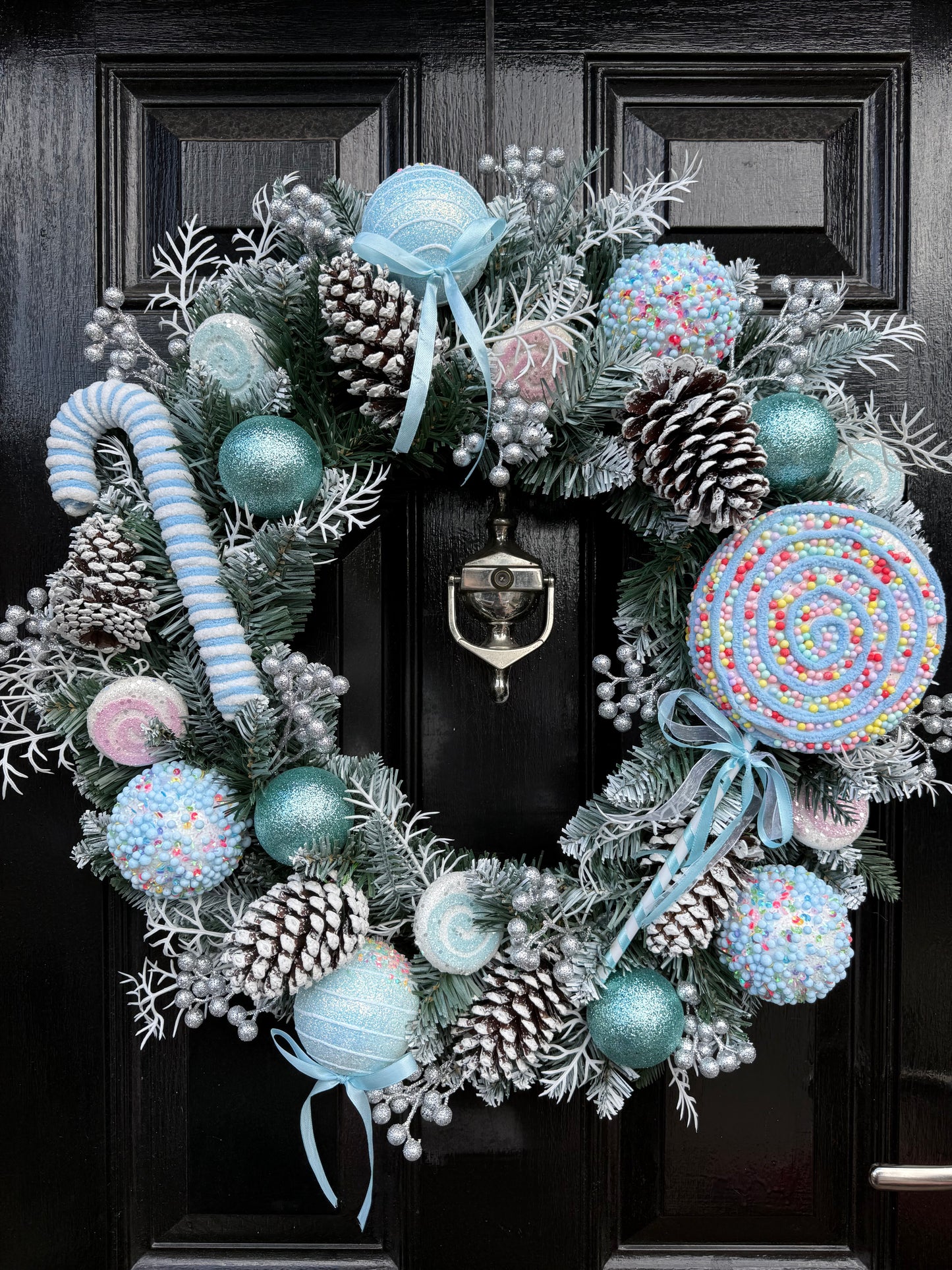 60cm FROSTED PASTEL ICE BLUE CANDY POP WREATH - IMMEDIATE DESPATCH