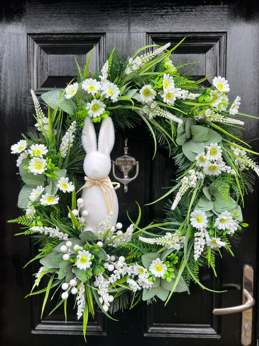 60cm DELUXE NEUTRAL EASTER BUNNY SPRING WREATH