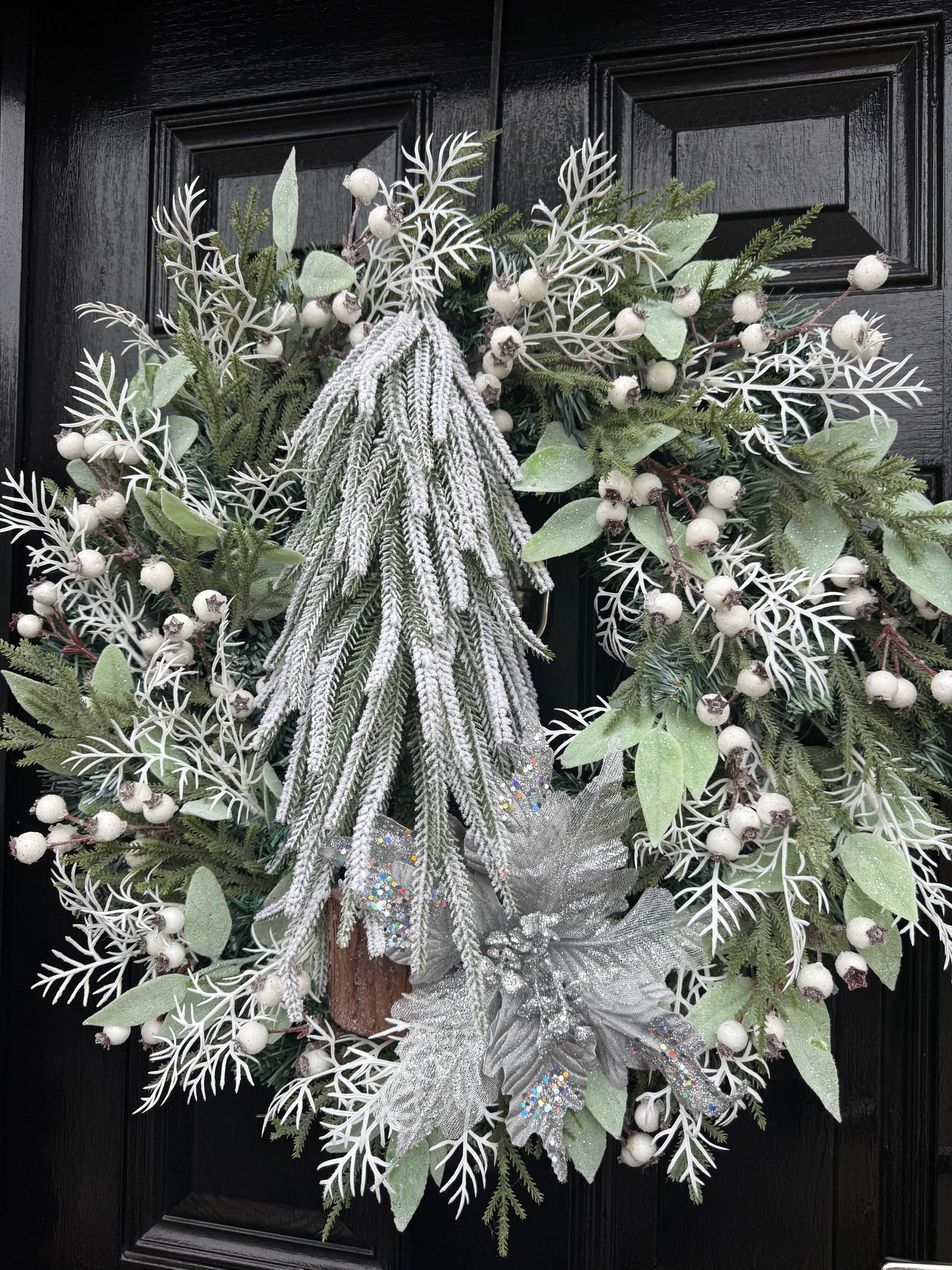 60cm DELUXE FLOCKED SNOW TREE FOLIAGE WREATH