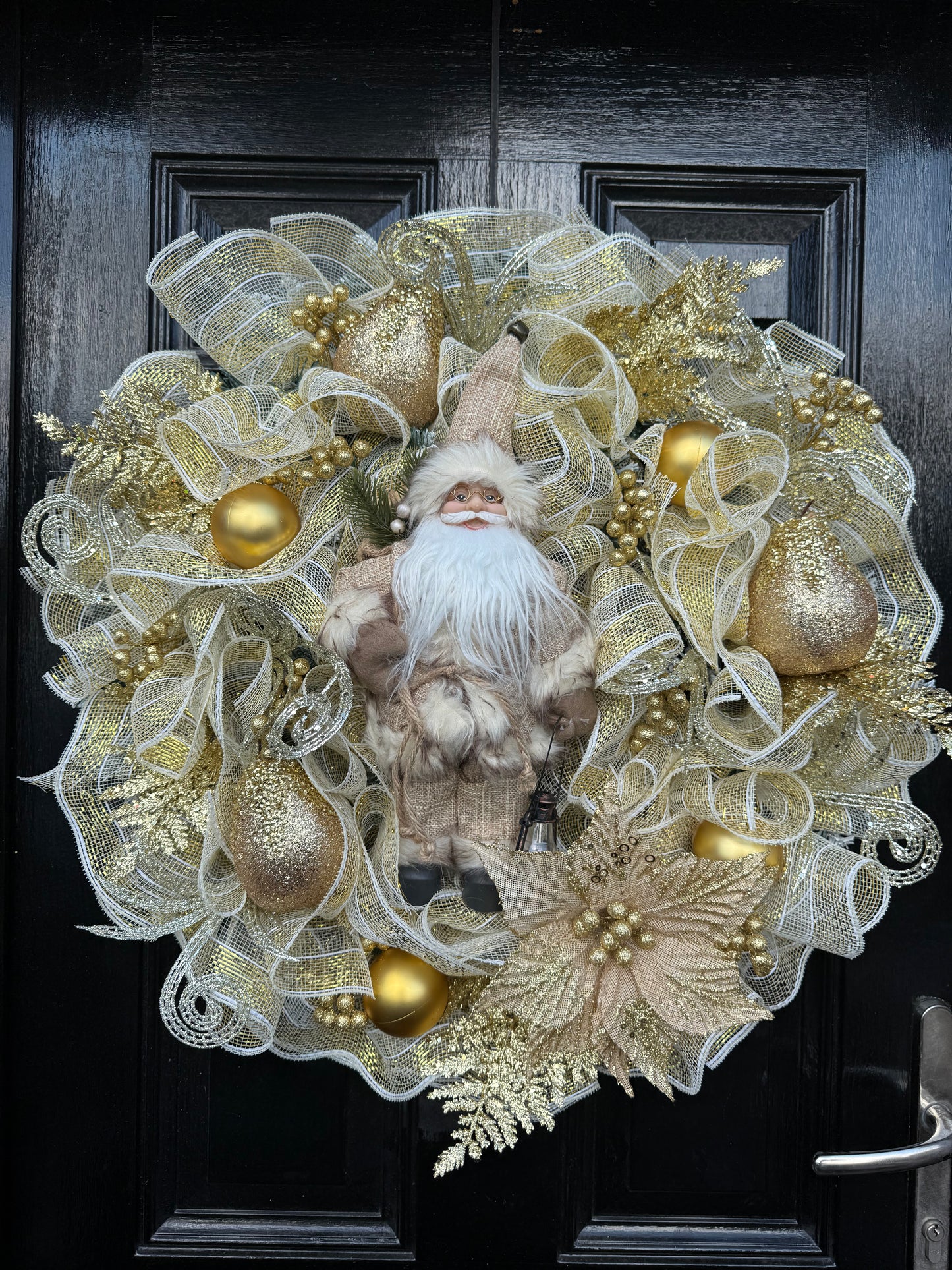 65cm DELUXE WINTER WONDERLAND GOLD SANTA WREATH - IMMEDIATE DISPATCH