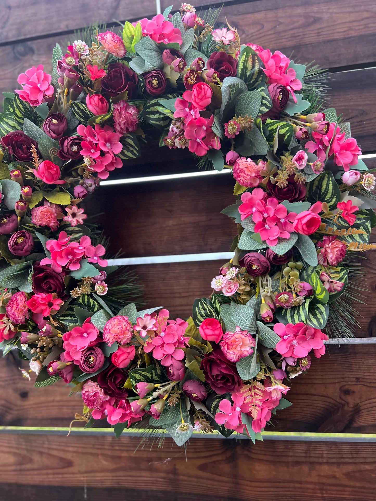 65cm VINTAGE/PINKS FOLIAGE DELUXE MIX WREATH