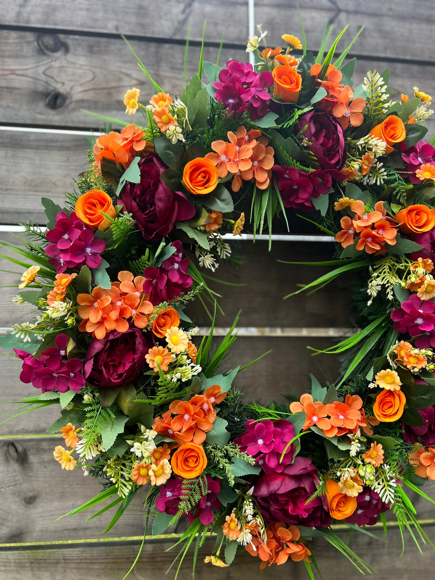 65cm MAGENTA/ORANGE DELUXE MIX WREATH