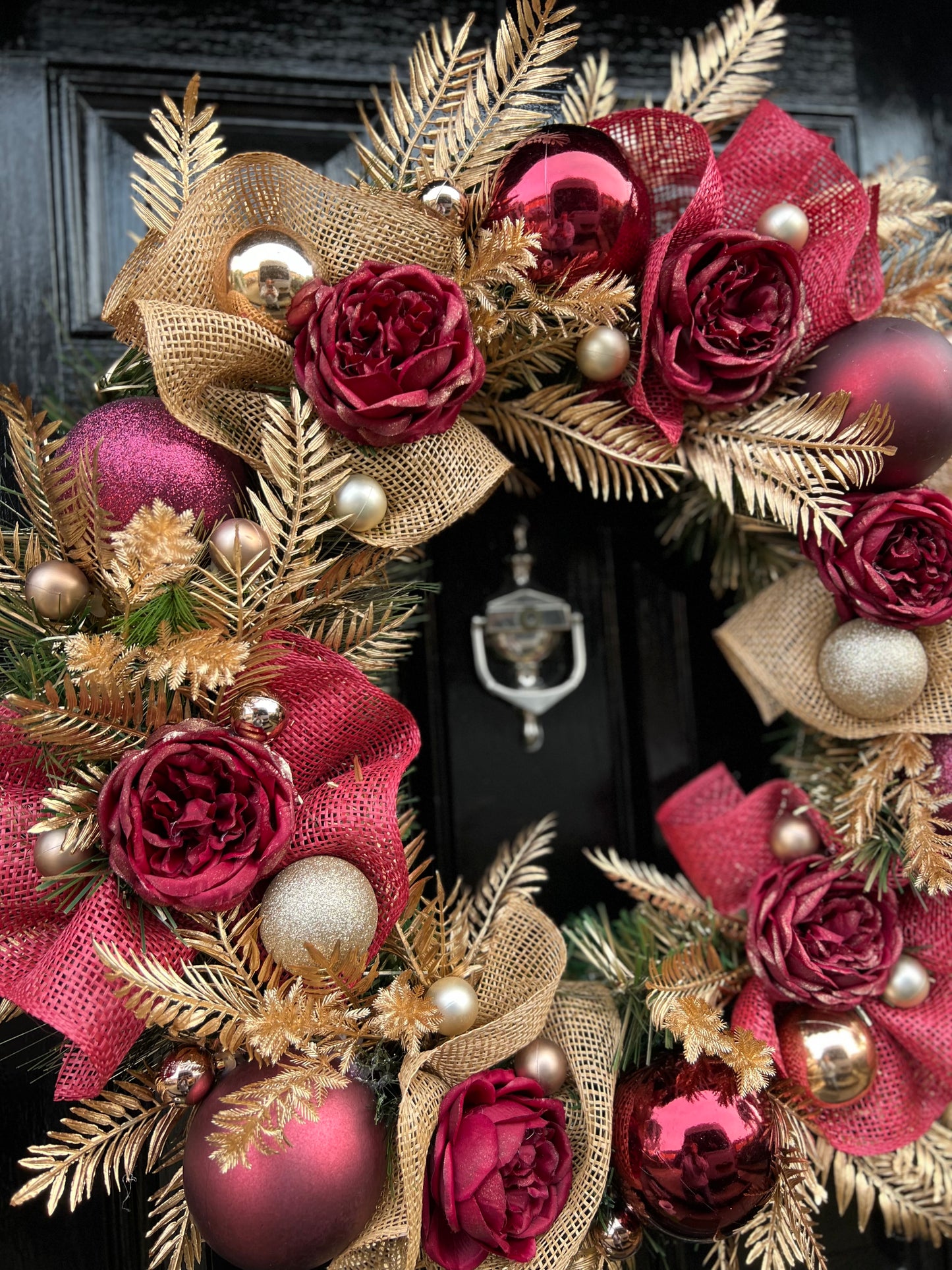 65cm DELUXE BURGUNDY/VINTAGE GOLD WREATH - IMMEDIATE DESPATCH