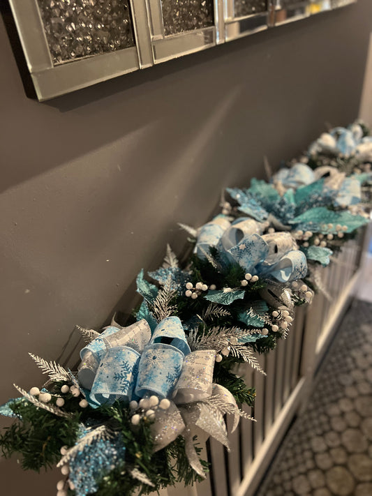 DELUXE 1.25mtr GARLAND ICE BLUE/SILVER/WHITE