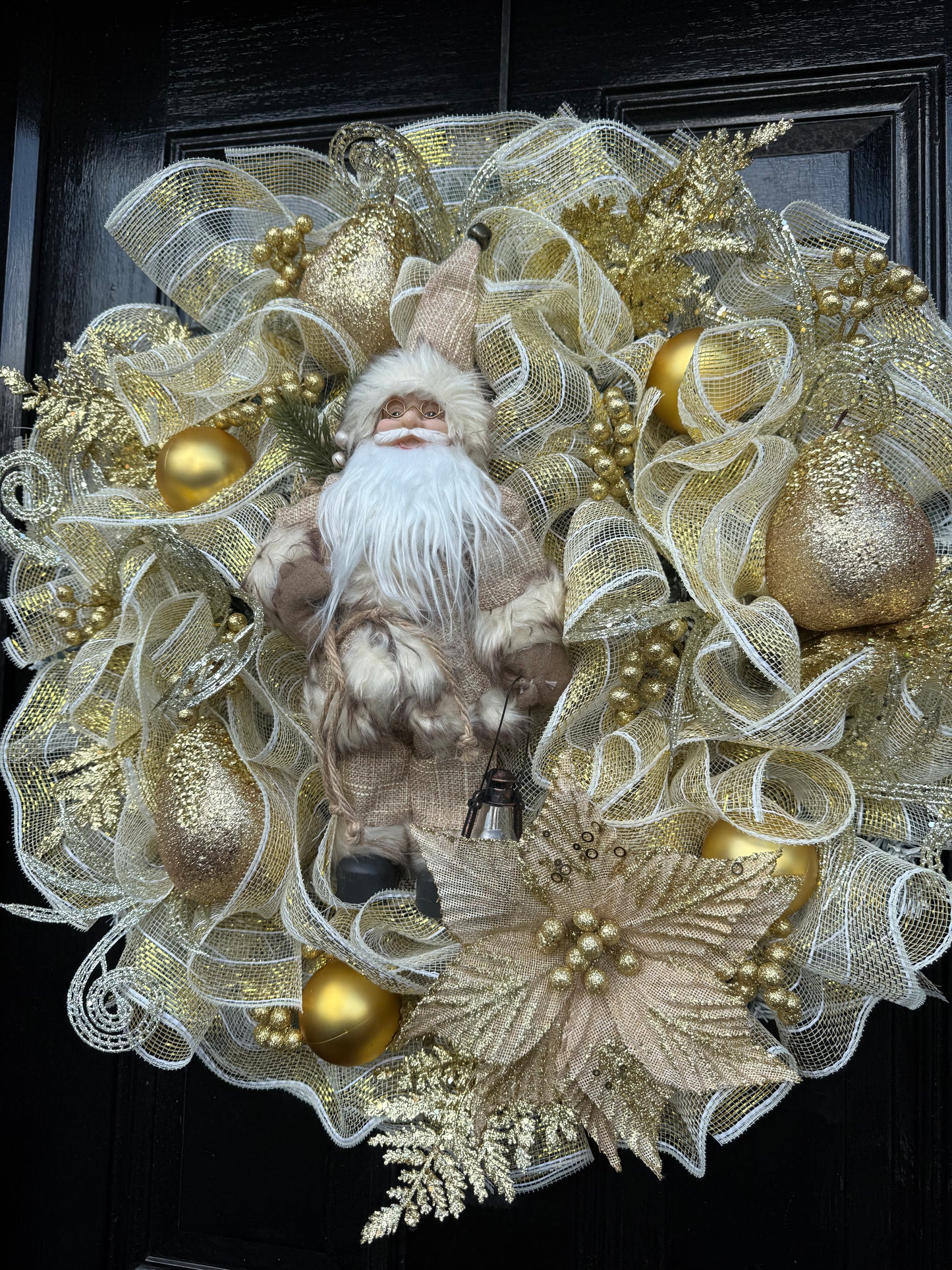 65cm DELUXE WINTER WONDERLAND GOLD SANTA WREATH - IMMEDIATE DISPATCH