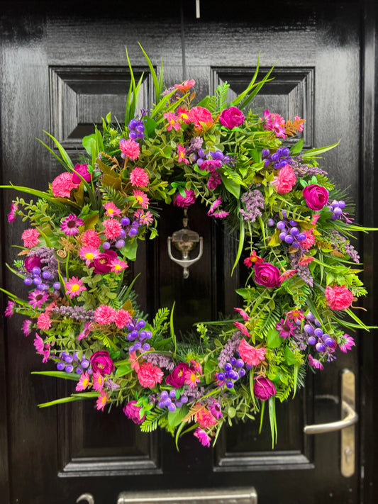 65cm DELUXE PINKS/PURPLES SPRING/SUMMER MIX WREATH