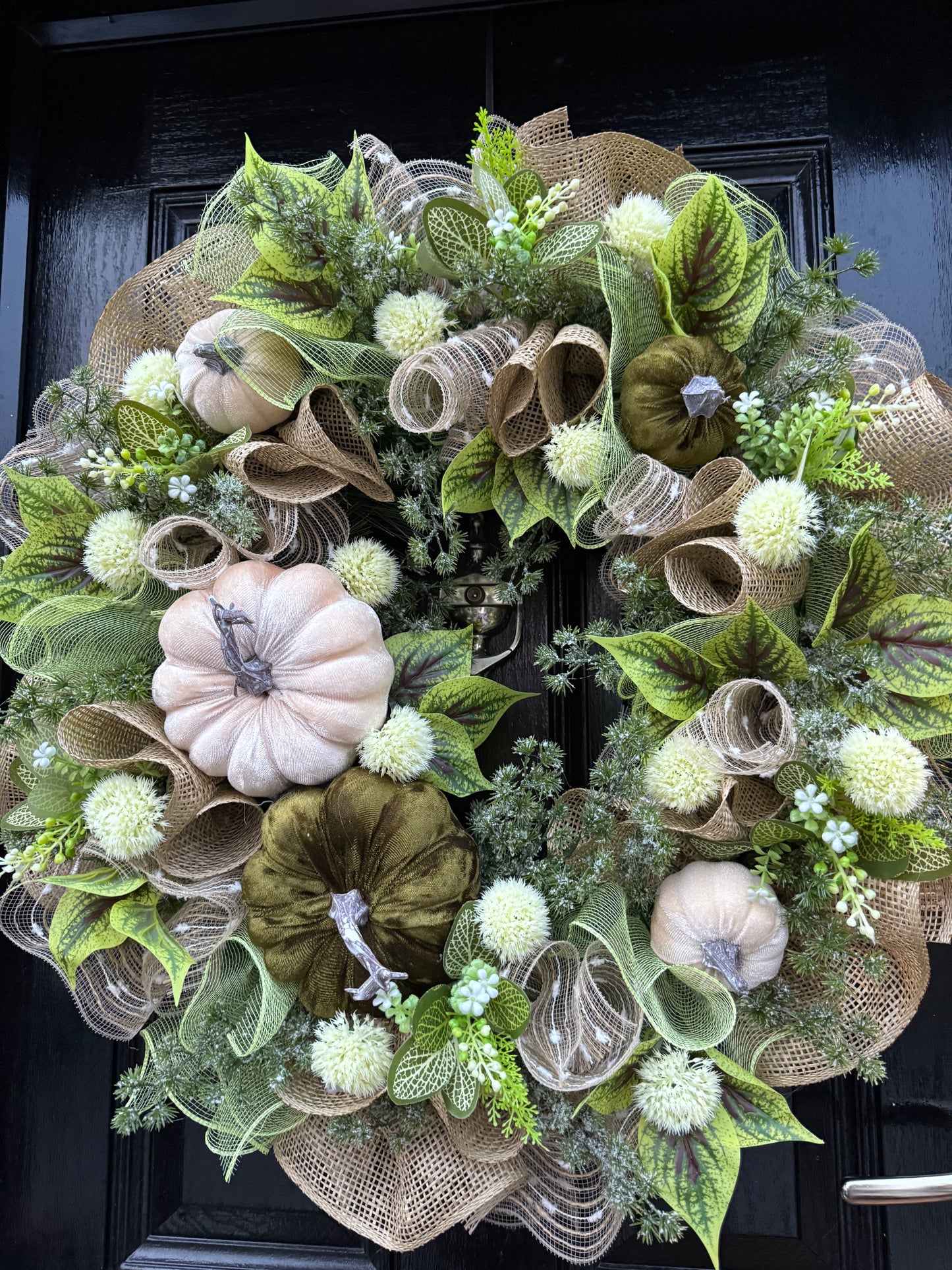 65cm DELUXE XL DOUBLE PUMPKIN WOODLAND MIXED  AUTUMN WREATH