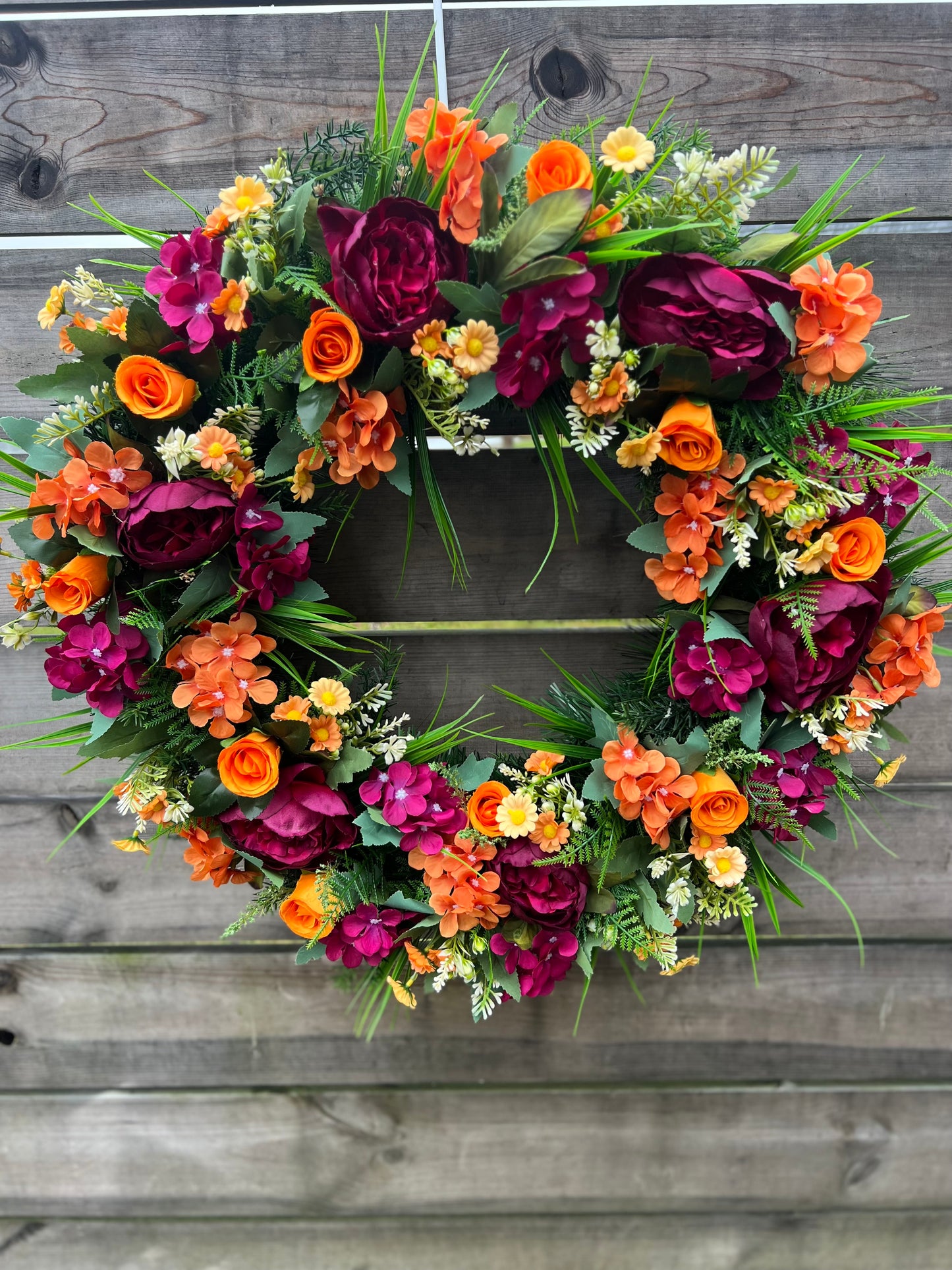 65cm MAGENTA/ORANGE DELUXE MIX WREATH