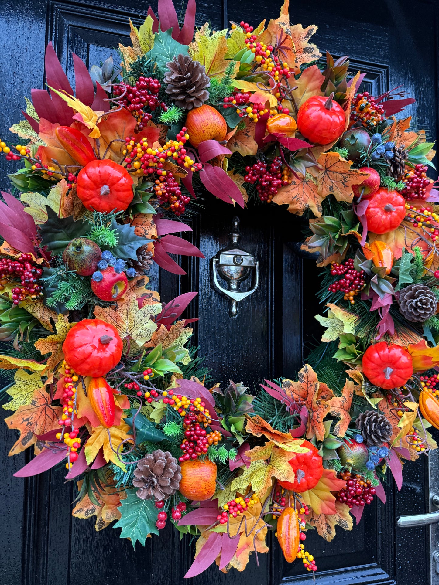 65cm DELUXE PUMPKIN WOODLAND MIXED FOLIAGE AUTUMN WREATH
