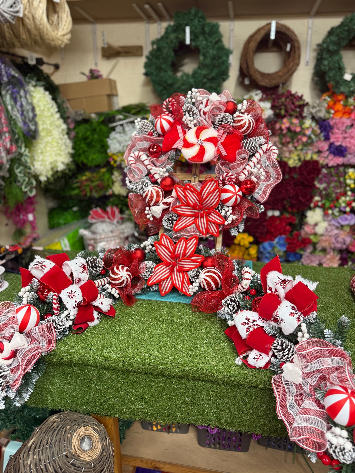 CANDY DEAL 6ft GARLAND & 60cm DELUXE WREATH - MADE TO ORDER DESPATCH WITHIN 14 DAYS