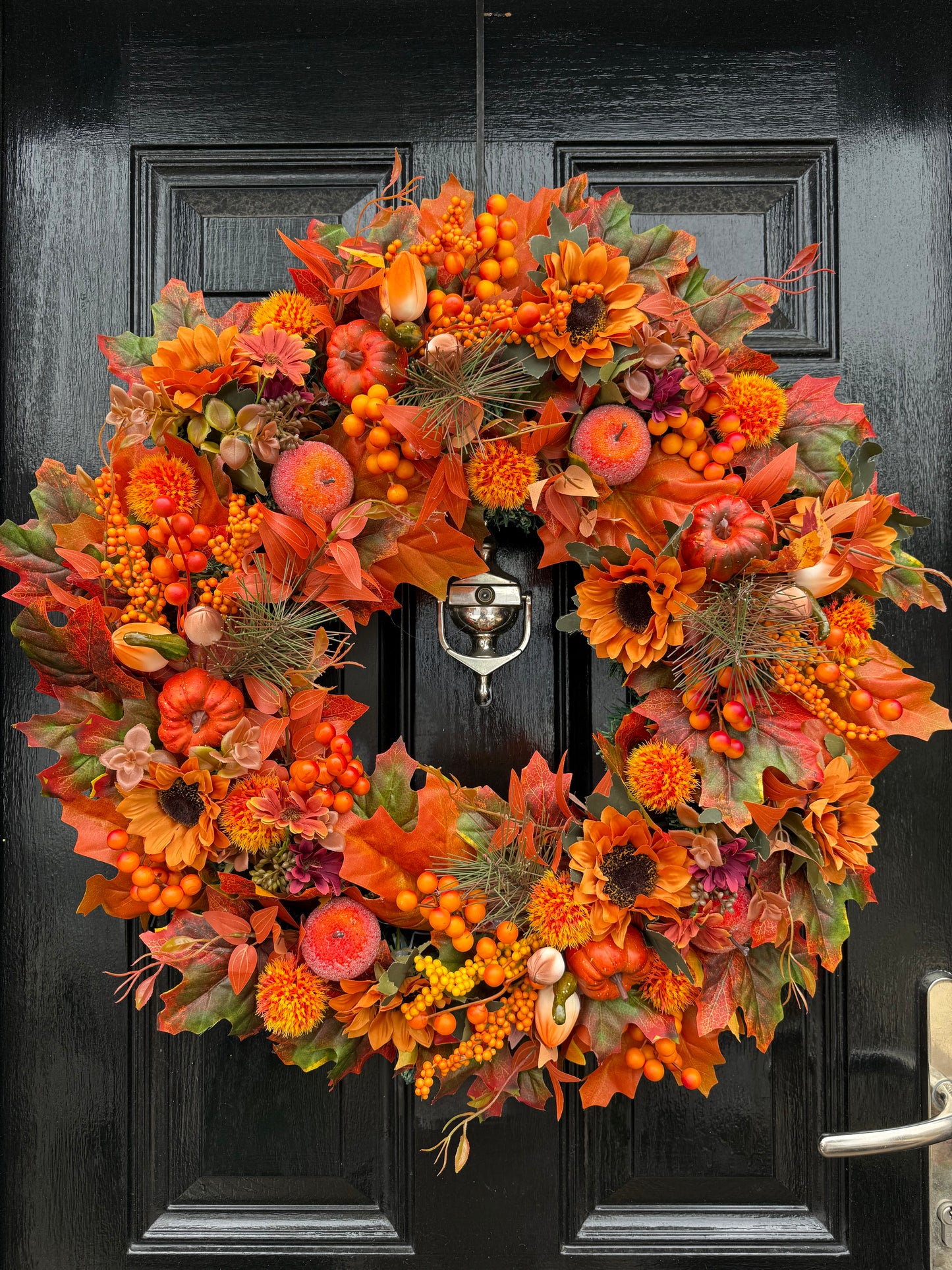 65cm DELUXE ORANGE PUMPKIN WOODLAND MIXED FOLIAGE AUTUMN WREATH