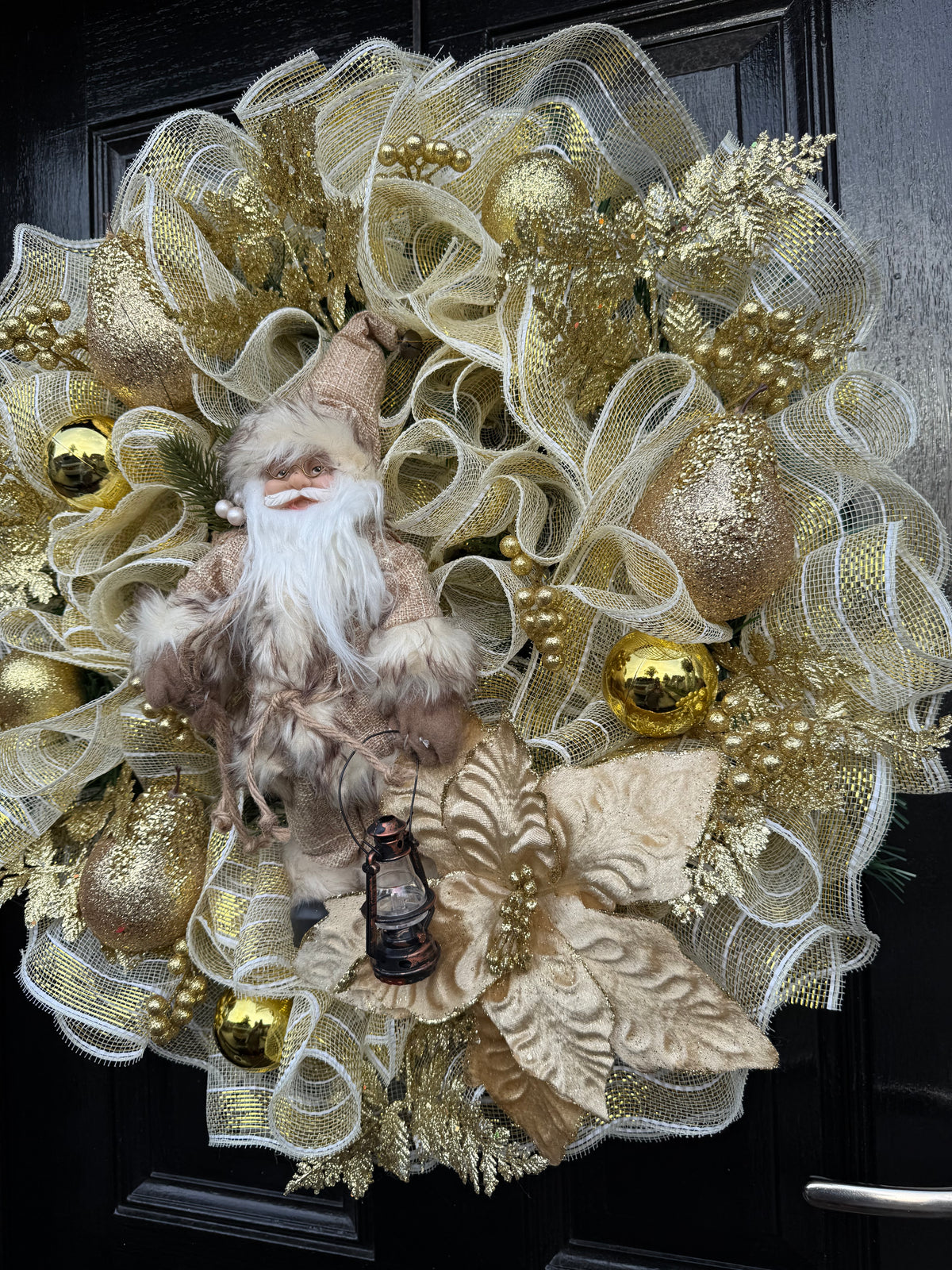 65cm DELUXE WINTER WONDERLAND GOLD SANTA WREATH - IMMEDIATE DESPATCH