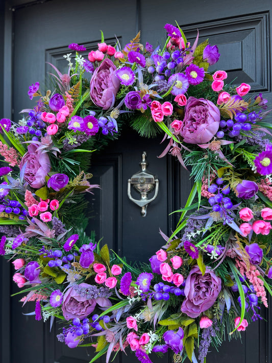 DELUXE XL PURPLE/PINK MIX WREATH 65cm