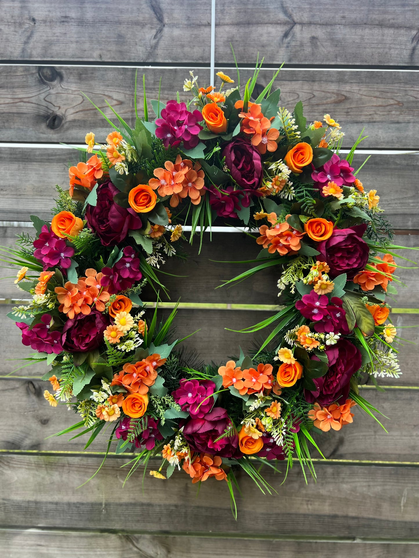 65cm MAGENTA/ORANGE DELUXE MIX WREATH