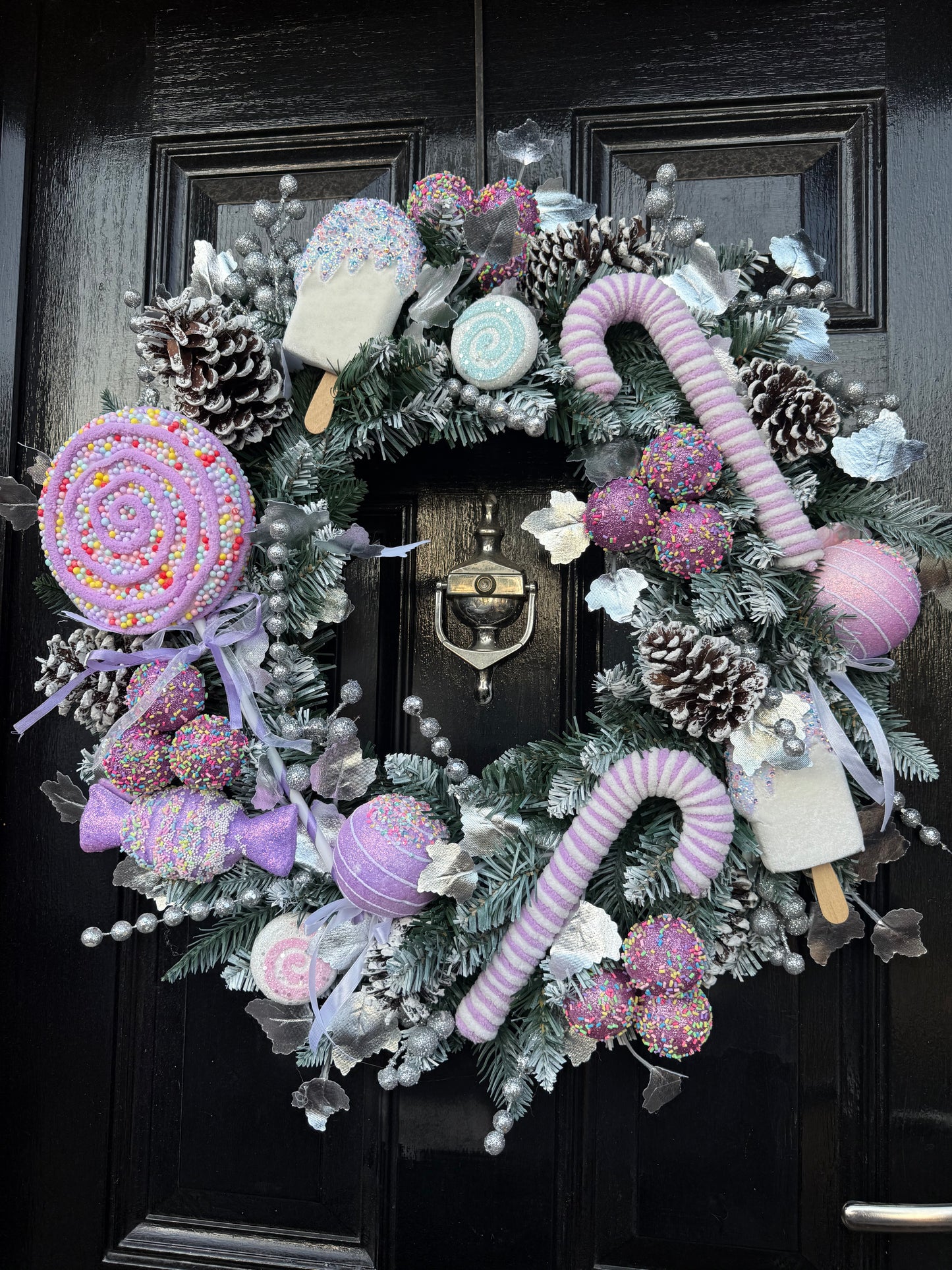 60cm FROSTED PASTEL LILAC CANDY POP WREATH - IMMEDIATE DESPATCH