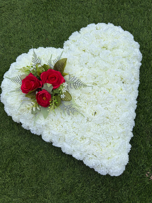 MEMORIAL CARNATION HEART TRIBUTE 53cm (21inch) - PLEASE READ DESCRIPTION